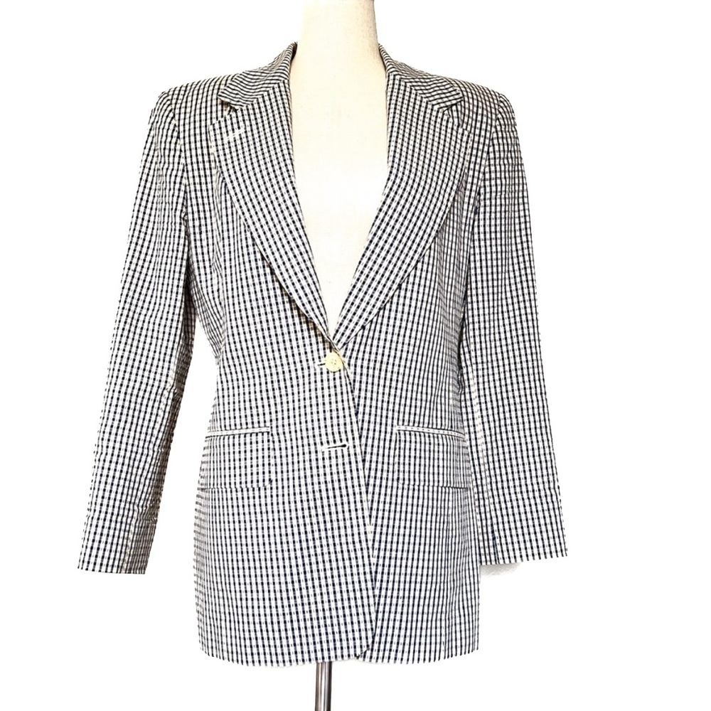RALPH LAUREN Gingham Single Breasted Blazer